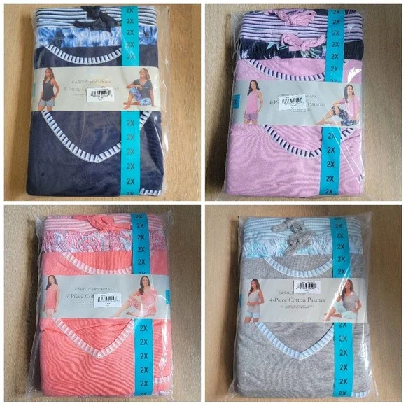 🛑 2 / $40 Sale! Carole Hochman Ladies' 4-piece Plus Pajama Set 3X NWT - Picture 8 of 9